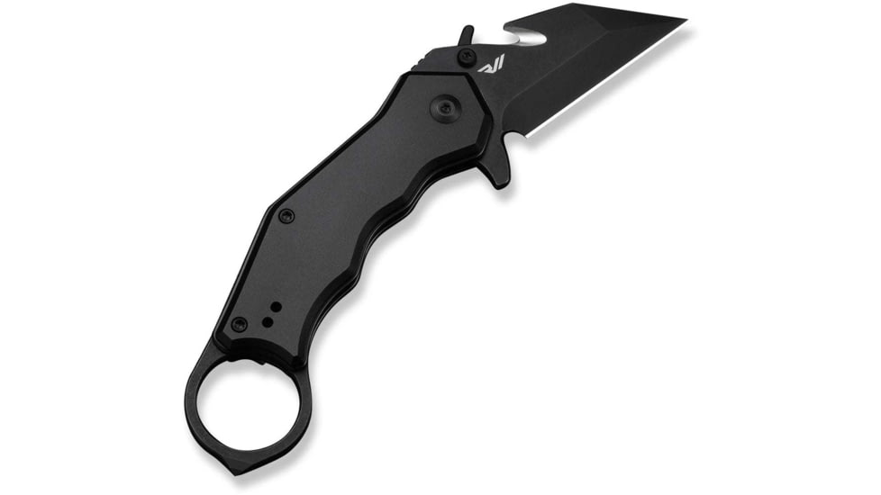 CIVIVI Amaroq Flipper &amp; Thumb Stud &amp; Button Lock Knife Black Aluminum Handle 2.11inch Black Stonewashed Nitro-v Blade