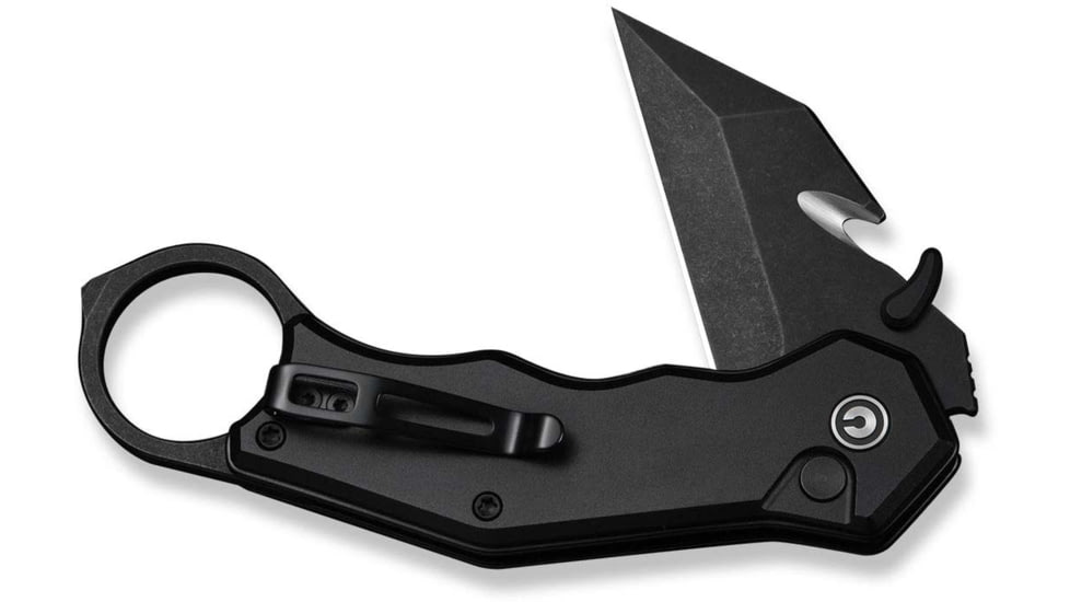 CIVIVI Amaroq Flipper &amp; Thumb Stud &amp; Button Lock Knife Black Aluminum Handle 2.11inch Black Stonewashed Nitro-v Blade