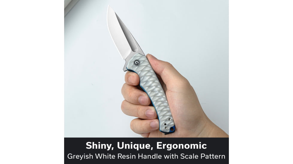 CIVIVI Voidflare Flipper Knife Greyish White Resin Handle With Scale Pattern 2.92inch Satin Finished 14c28n Blade