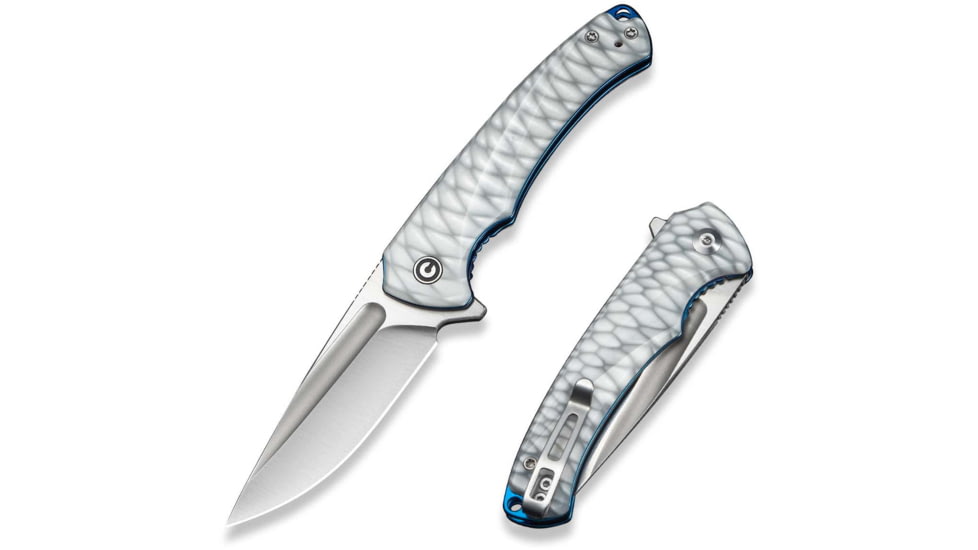 CIVIVI Voidflare Flipper Knife Greyish White Resin Handle With Scale Pattern 2.92inch Satin Finished 14c28n Blade