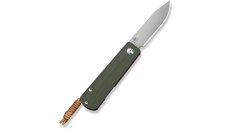 CIVIVI Slippy Sendy Slip Joint Knife Milled Green &amp; Red G10 Handle 2.81inch Satin Finished Nitro-v Blade C24075b-1, With Brown Leather Lanyard Attached