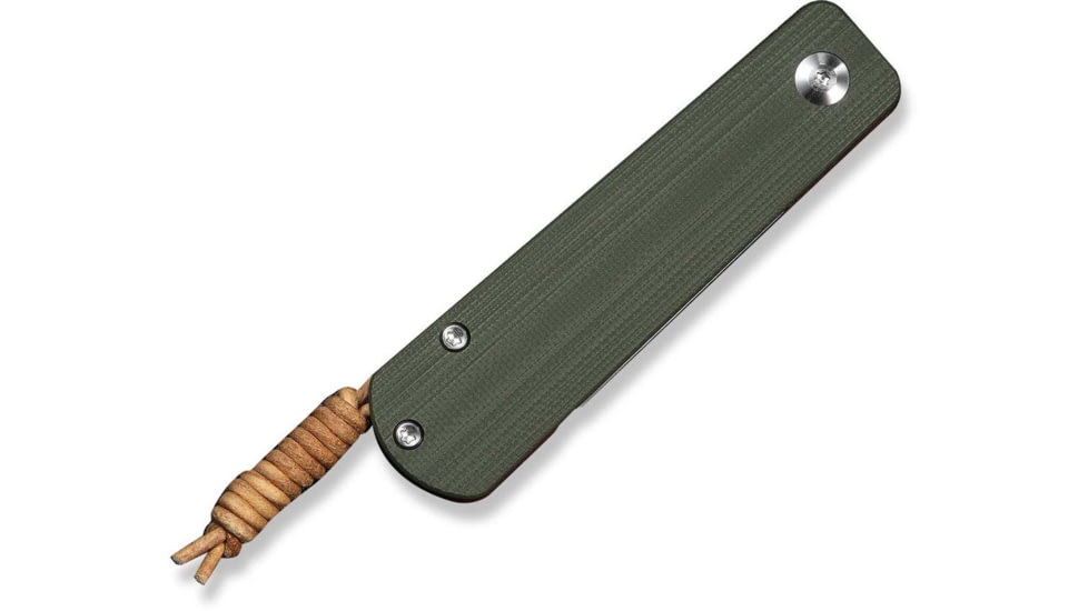 CIVIVI Slippy Sendy Slip Joint Knife Milled Green &amp; Red G10 Handle 2.81inch Satin Finished Nitro-v Blade C24075b-1, With Brown Leather Lanyard Attached