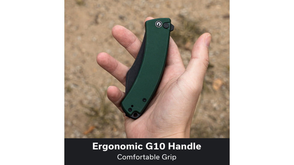 CIVIVI Outlaw Muk Flipper &amp; Button Lock Knife Teal Green G10 Handle 3.47inch Black Stonewashed 14c28n Blade