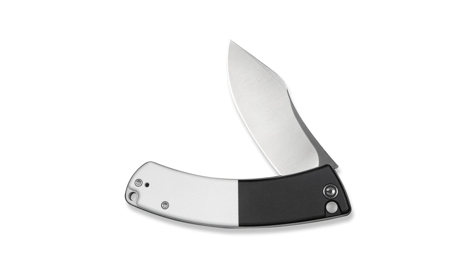 CIVIVI Outlaw Muk Flipper &amp; Button Lock Knife Black &amp; White G10 Handle 3.47inch Satin Finished 14c28n Blade