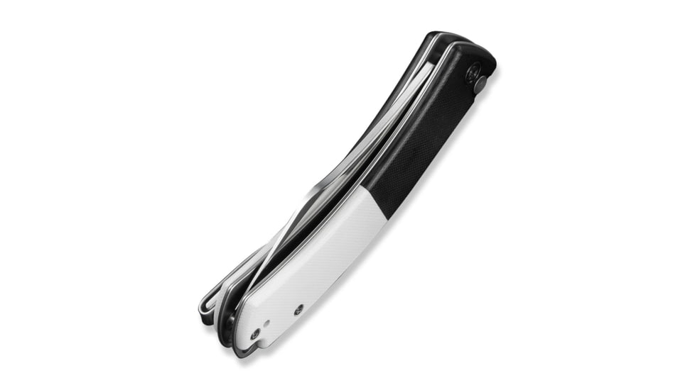 CIVIVI Outlaw Muk Flipper &amp; Button Lock Knife Black &amp; White G10 Handle 3.47inch Satin Finished 14c28n Blade