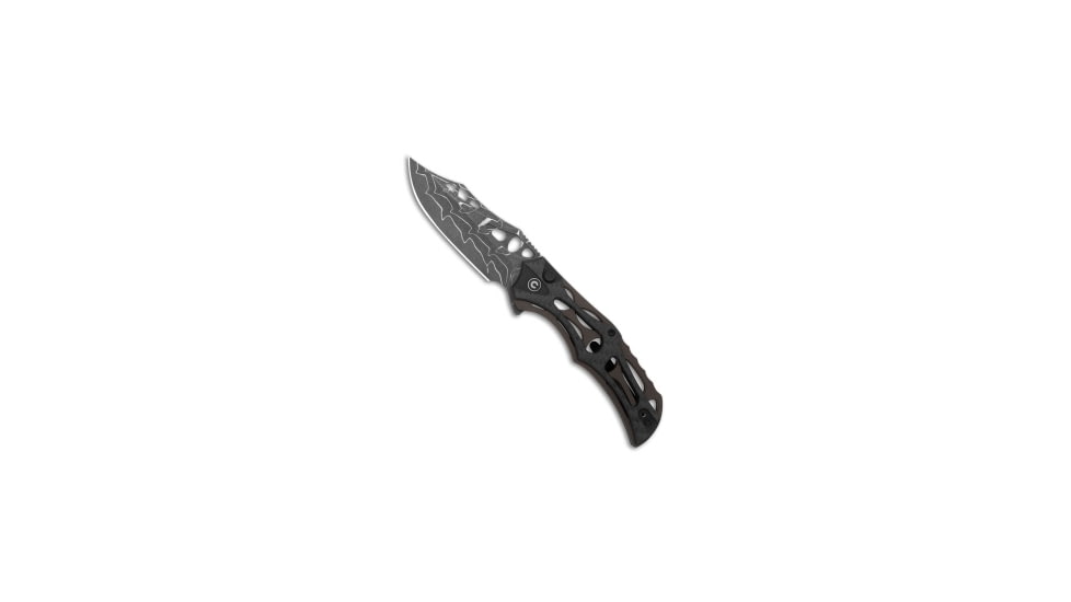 Civivi CIVIVI Biophase Button Lock Knife Gray Aluminum/CF/Black G-10 3.5" Damascus, Black/Gray, Damascus, adult, BHQ-204686