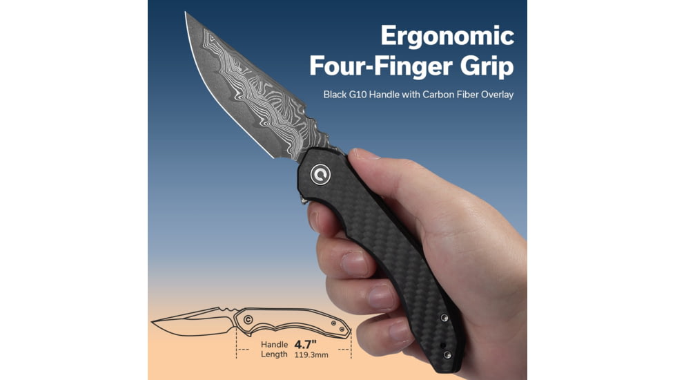 CIVIVI Bluetick Flipper Knife Carbon Fiber Overlay On Black G10 Handle