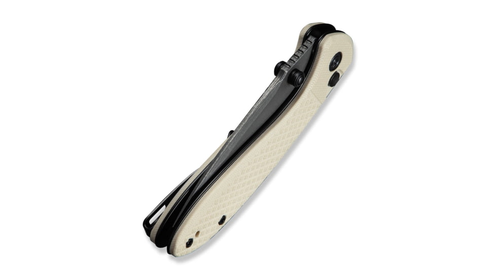 CIVIVI Faeger Assisted Opening Folding Knife, 2.98in, Damascus, Drop Point, G10 Ivory Handle, Black, C24031-DS1