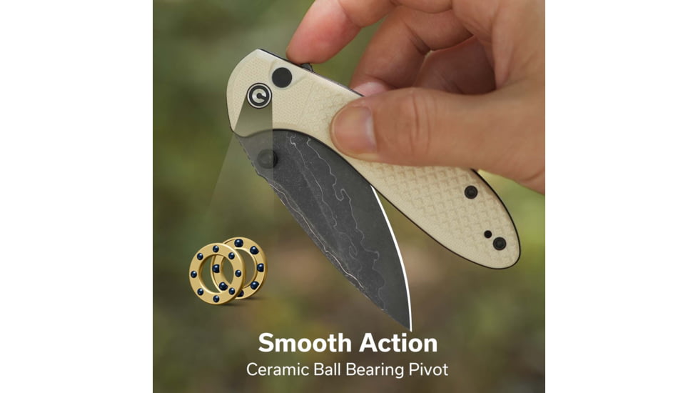 CIVIVI Faeger Flipper &amp; Thumb Stud &amp; Button Lock Knife Milled Ivory G10 Handle
