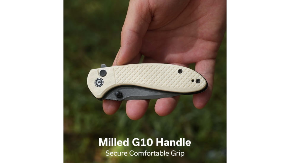 CIVIVI Faeger Flipper &amp; Thumb Stud &amp; Button Lock Knife Milled Ivory G10 Handle