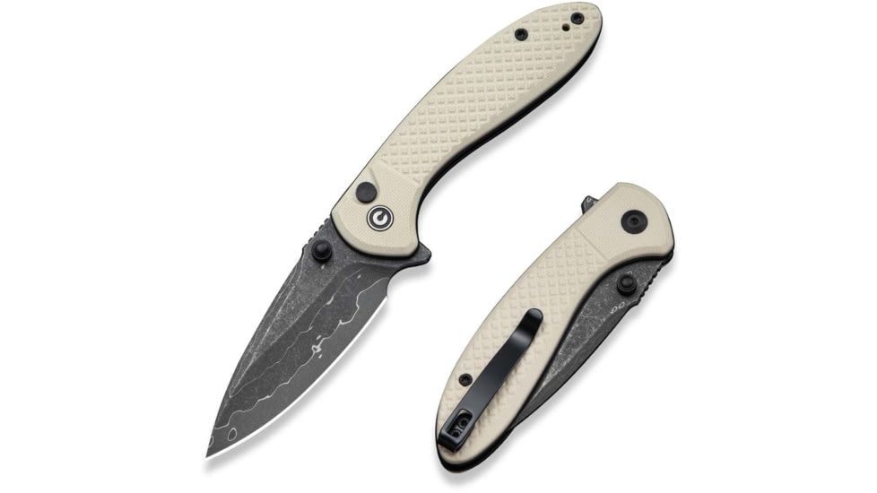 CIVIVI Faeger Flipper &amp; Thumb Stud &amp; Button Lock Knife Milled Ivory G10 Handle