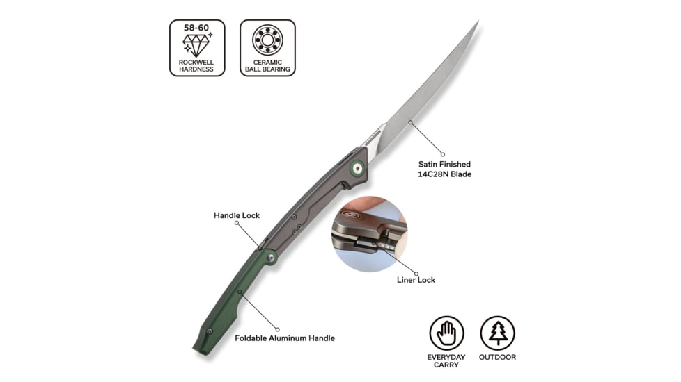 Civivi Knife Shawka 5.81 Grey Green Folding Fillet Knf