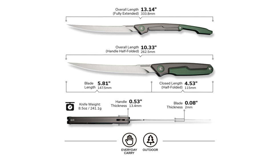 Civivi Knife Shawka 5.81 Grey Green Folding Fillet Knf