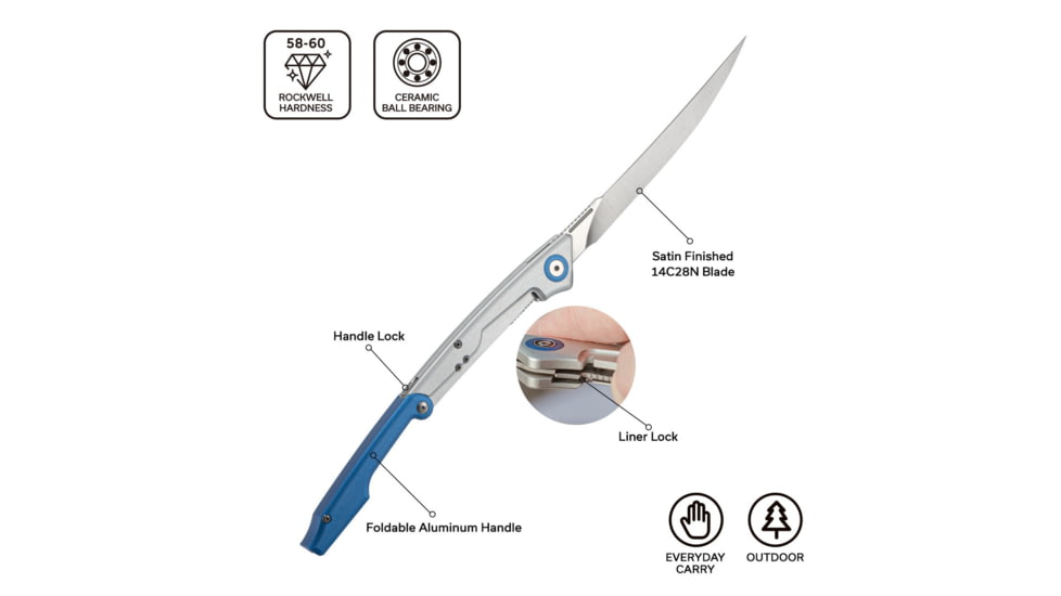 Civivi Knife Shawka 5.81 Silver Blue Folding Fillet Knf