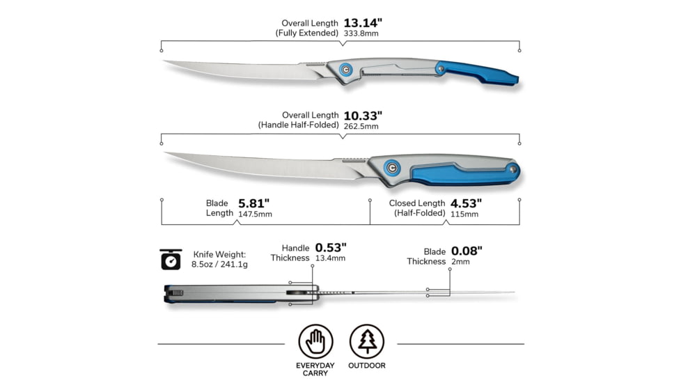 Civivi Knife Shawka 5.81 Silver Blue Folding Fillet Knf