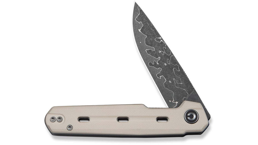 CIVIVI Navo Flipper Knife Ivory G10 Handle 3.25inch Damascus Blade