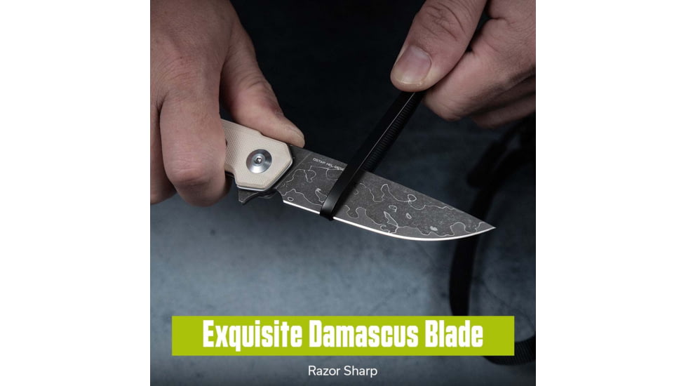 CIVIVI Navo Flipper Knife Ivory G10 Handle 3.25inch Damascus Blade