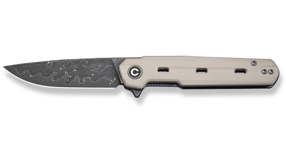CIVIVI Navo Flipper Knife Ivory G10 Handle 3.25inch Damascus Blade