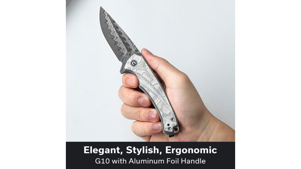 CIVIVI Voidflare Flipper Knife G10 With Aluminum Foil Handle 2.92inch Damascus Blade