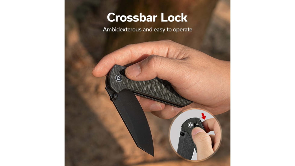 CIVIVI Yonder Thumb Stud &amp; Crossbar Lock Knife Dark Green Canvas Micarta Handle
