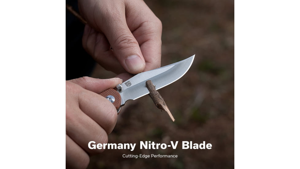 CIVIVI Clingman Front Flipper &amp; Thumb Stud Knife Micarta Handle 2.99inch Nitro-v Blade C23065-3 - C23065-3