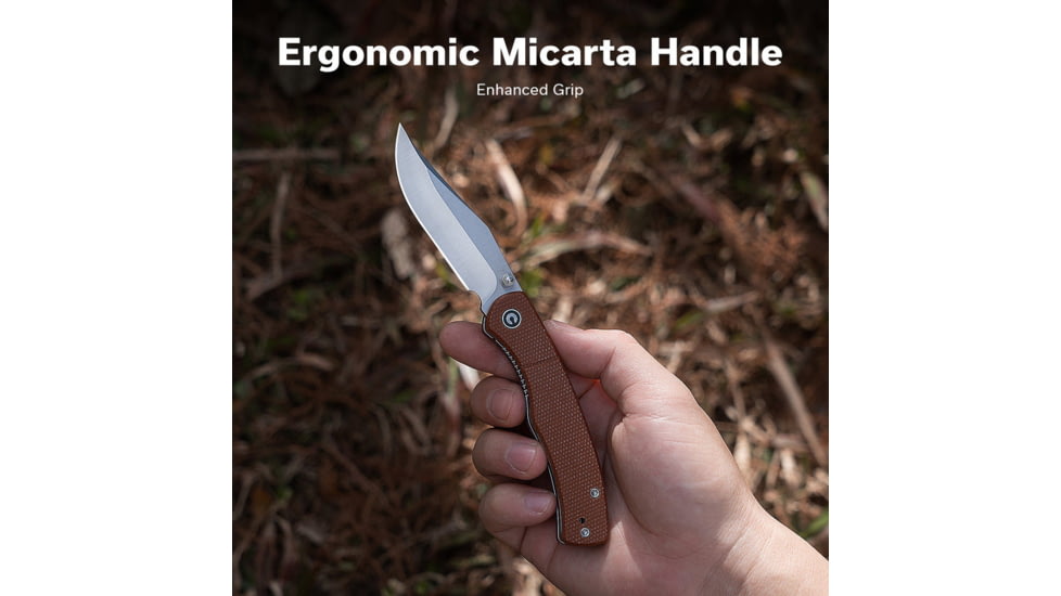 CIVIVI Clingman Front Flipper &amp; Thumb Stud Knife Micarta Handle 2.99inch Nitro-v Blade C23065-3 - C23065-3