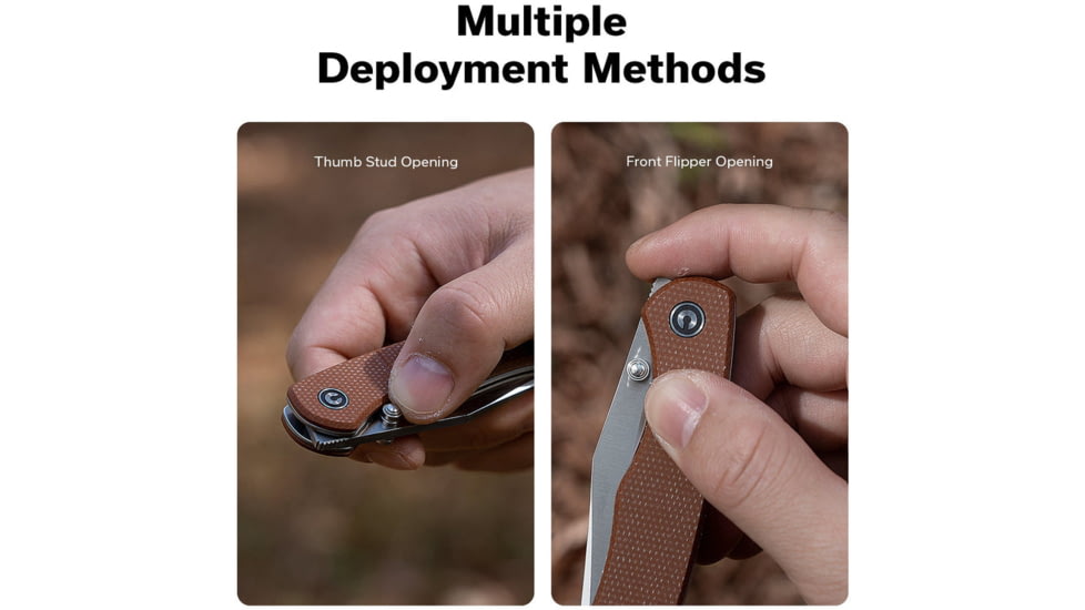 CIVIVI Clingman Front Flipper &amp; Thumb Stud Knife Micarta Handle 2.99inch Nitro-v Blade C23065-3 - C23065-3