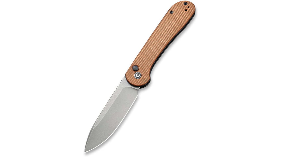 CIVIVI Elementum Folding Knife, 3.47in, Carbon Steel, Micarta Handle, Brown/Gray, C2103D
