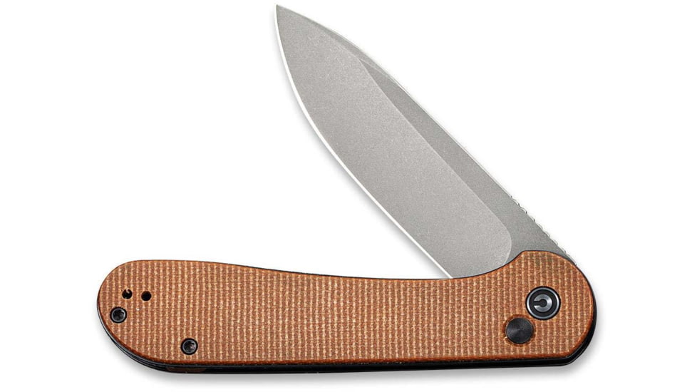 CIVIVI Elementum Folding Knife, 3.47in, Carbon Steel, Micarta Handle, Brown/Gray, C2103D