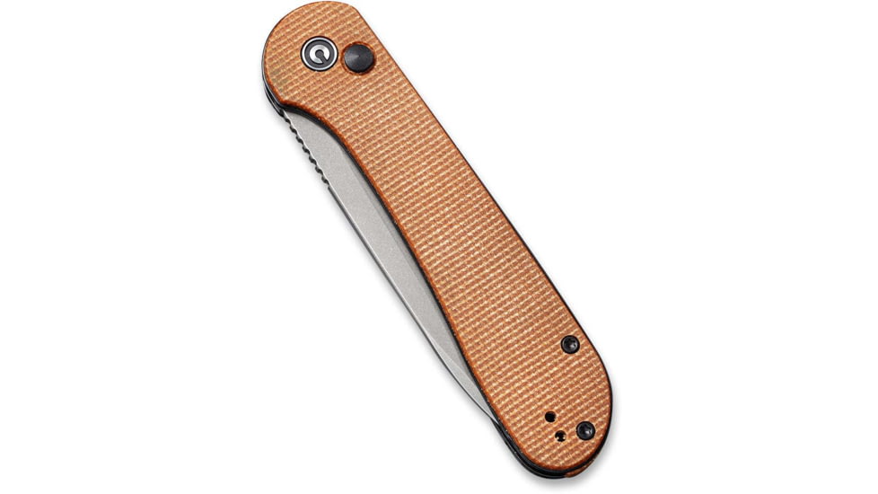 CIVIVI Elementum Folding Knife, 3.47in, Carbon Steel, Micarta Handle, Brown/Gray, C2103D