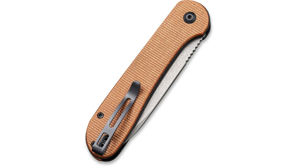 CIVIVI Elementum Folding Knife, 3.47in, Carbon Steel, Micarta Handle, Brown/Gray, C2103D