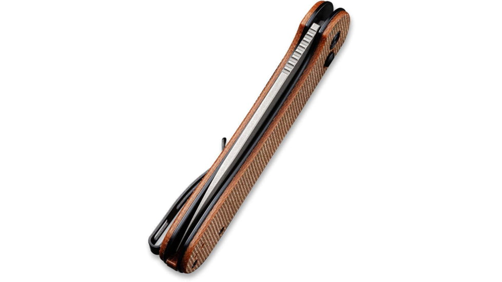 CIVIVI Elementum Folding Knife, 3.47in, Carbon Steel, Micarta Handle, Brown/Gray, C2103D