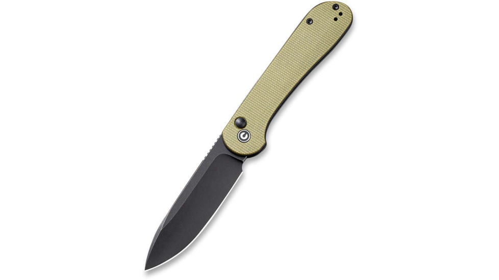 CIVIVI Elementum Folding Knife, 3.47in, Carbon Steel, Micarta Handle, Olive/Black, C2103B