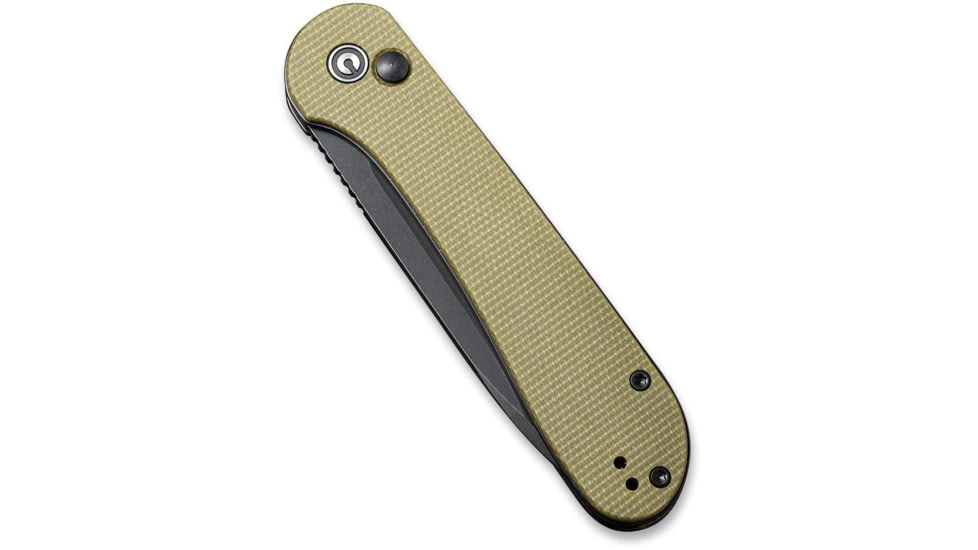 CIVIVI Elementum Folding Knife, 3.47in, Carbon Steel, Micarta Handle, Olive/Black, C2103B