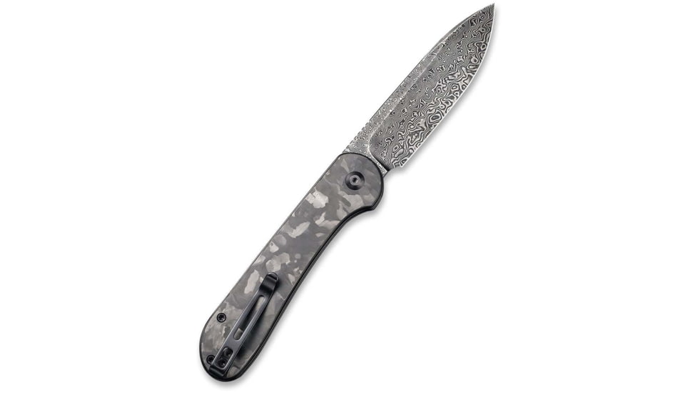 CIVIVI Elementum Folding Knife, 3.47in, Damascus Blade, Carbon Fiber/Steel Handle, Marble/Black, C2103DS3