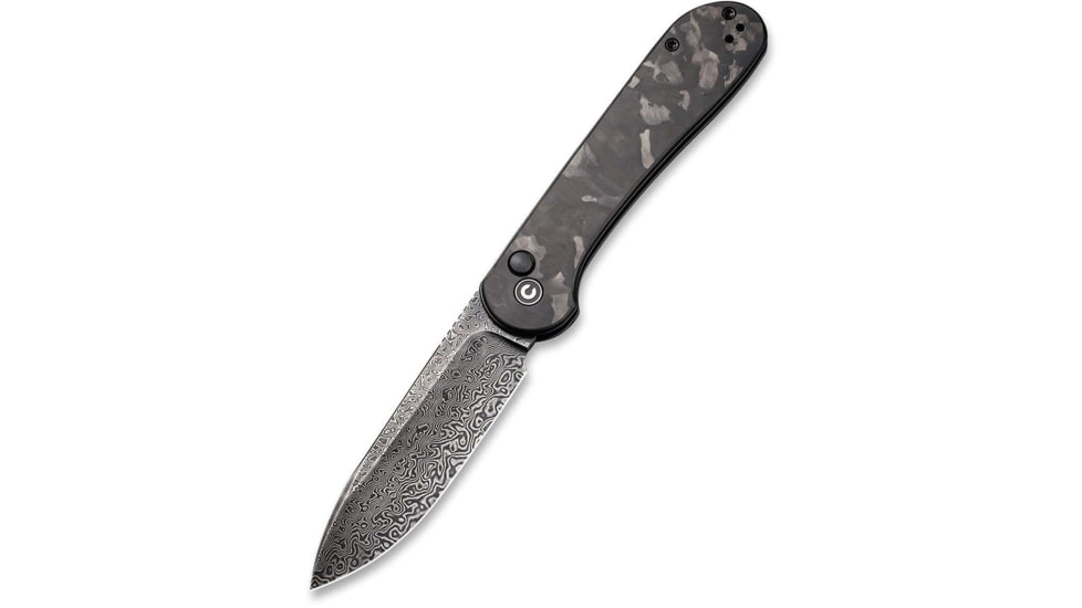 CIVIVI Elementum Folding Knife, 3.47in, Damascus Blade, Carbon Fiber/Steel Handle, Marble/Black, C2103DS3