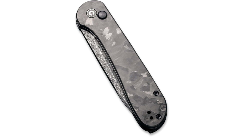 CIVIVI Elementum Folding Knife, 3.47in, Damascus Blade, Carbon Fiber/Steel Handle, Marble/Black, C2103DS3