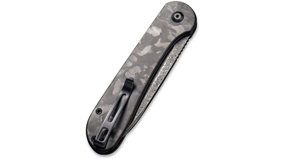 CIVIVI Elementum Folding Knife, 3.47in, Damascus Blade, Carbon Fiber/Steel Handle, Marble/Black, C2103DS3
