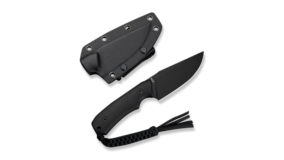 CIVIVI Gander Fixed Blade Knife Black Canvas Micarta Contoured Handle (3.63" Black Stonewashed 14C28N Blade)
