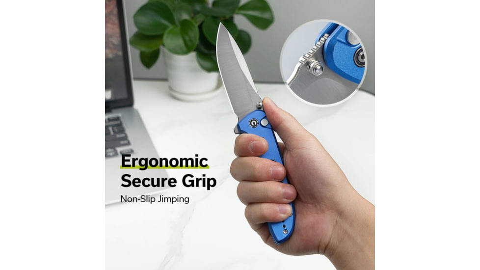 CIVIVI Hyperpulse Flipper &amp; Thumb Stud &amp; Button Lock Knife Aluminum Handle 3.5inch 14c28n Blade C23087a-2 - C23087A-2