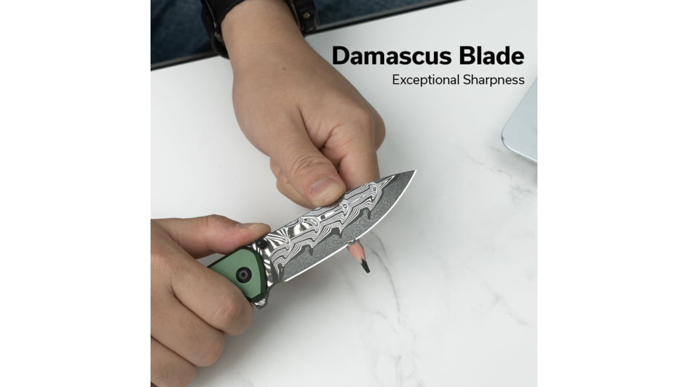 CIVIVI Hyperpulse Flipper &amp; Thumb Stud &amp; Button Lock Knife Aluminum Handle 3.5inch Damascus Blade C23087a-ds1 - C23087A-DS1