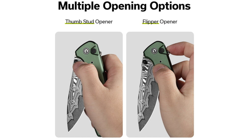 CIVIVI Hyperpulse Flipper &amp; Thumb Stud &amp; Button Lock Knife Aluminum Handle 3.5inch Damascus Blade C23087a-ds1 - C23087A-DS1