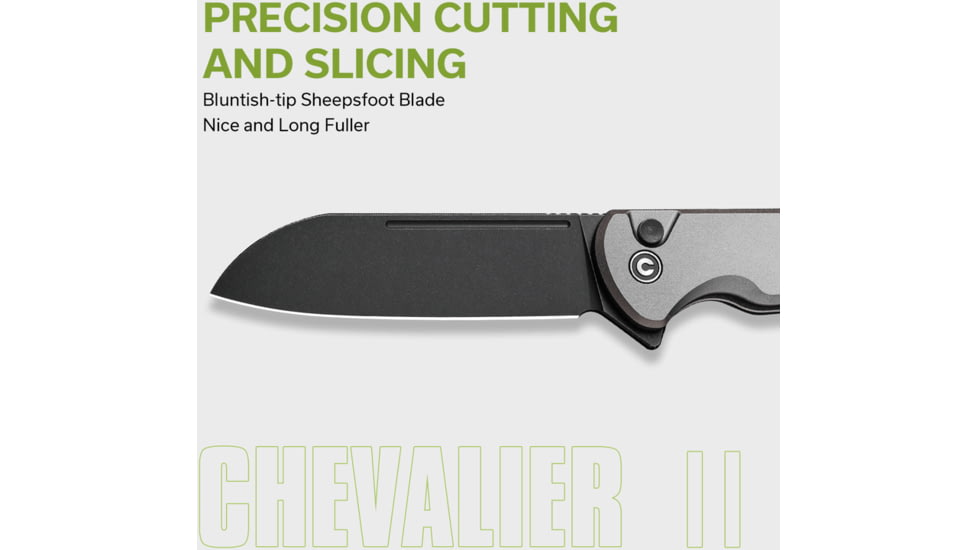 CIVIVI Chevalier Folding Knife, 3.4in, Carbon Steel, Sheepsfoot Blade, Aluminum Gray Handle, C20022B3