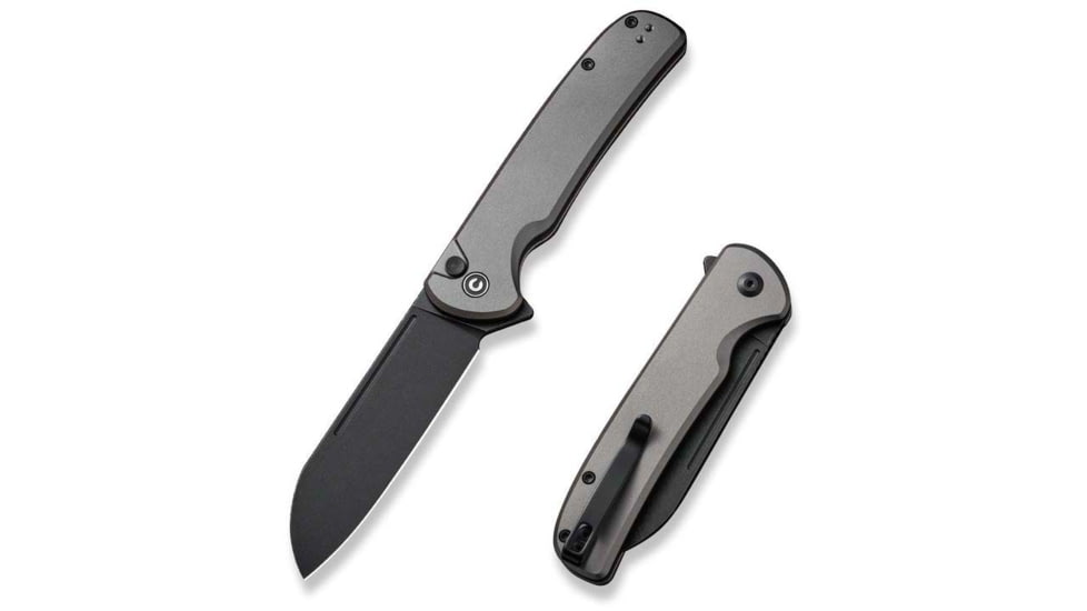 CIVIVI Chevalier Folding Knife, 3.4in, Carbon Steel, Sheepsfoot Blade, Aluminum Gray Handle, C20022B3