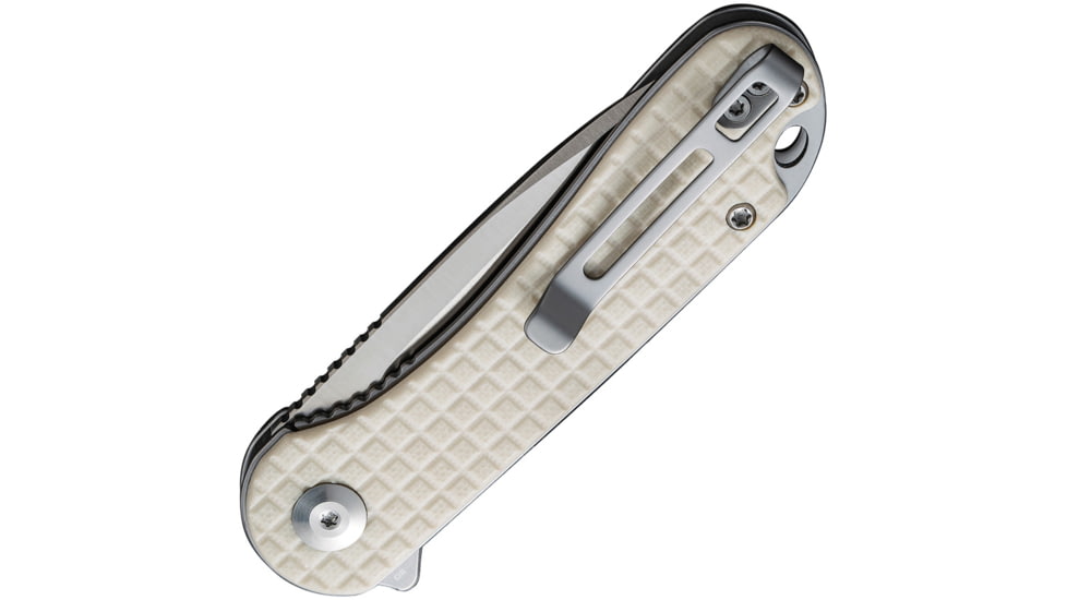 CIVIVI Elementum Folding Knife, 2.96in, D2 Steel, G10 Handle, Ivory/Satin, C907A3