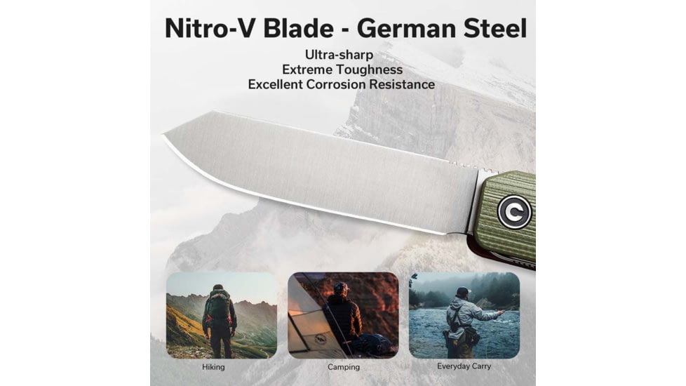 Civivi Sendy Flipper Assisted Opening Folding Knife 2.83 in, Nitro-V, Spey Point Blade, G10 Green/Red Handle, C21004B1CP