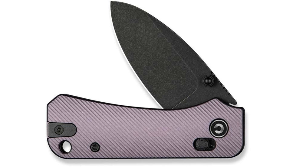 Civivi Knives Baby Banter 2 2.34: Folding Drop Point Plain Black Stonewashed Nitro-V Steel Blade, Purple Textured Aluminum Handle,C23074-2