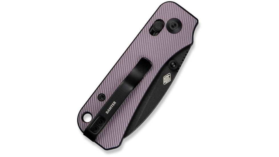 Civivi Knives Baby Banter 2 2.34: Folding Drop Point Plain Black Stonewashed Nitro-V Steel Blade, Purple Textured Aluminum Handle,C23074-2