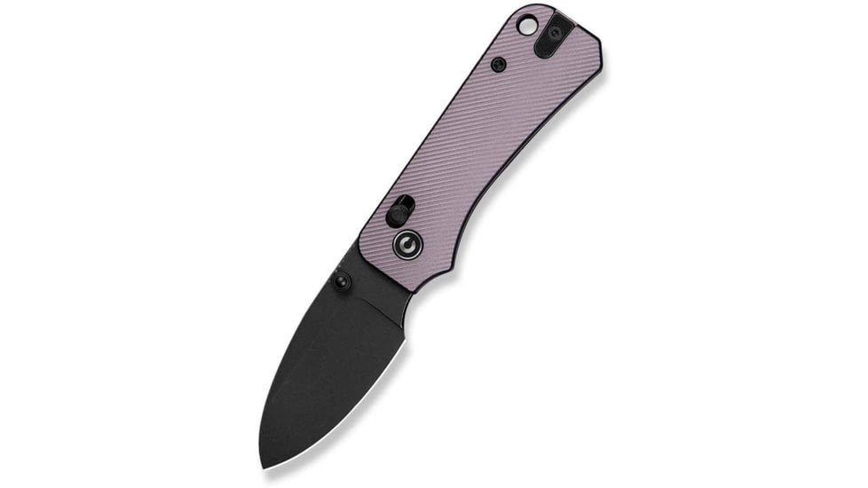 Civivi Knives Baby Banter 2 2.34: Folding Drop Point Plain Black Stonewashed Nitro-V Steel Blade, Purple Textured Aluminum Handle,C23074-2