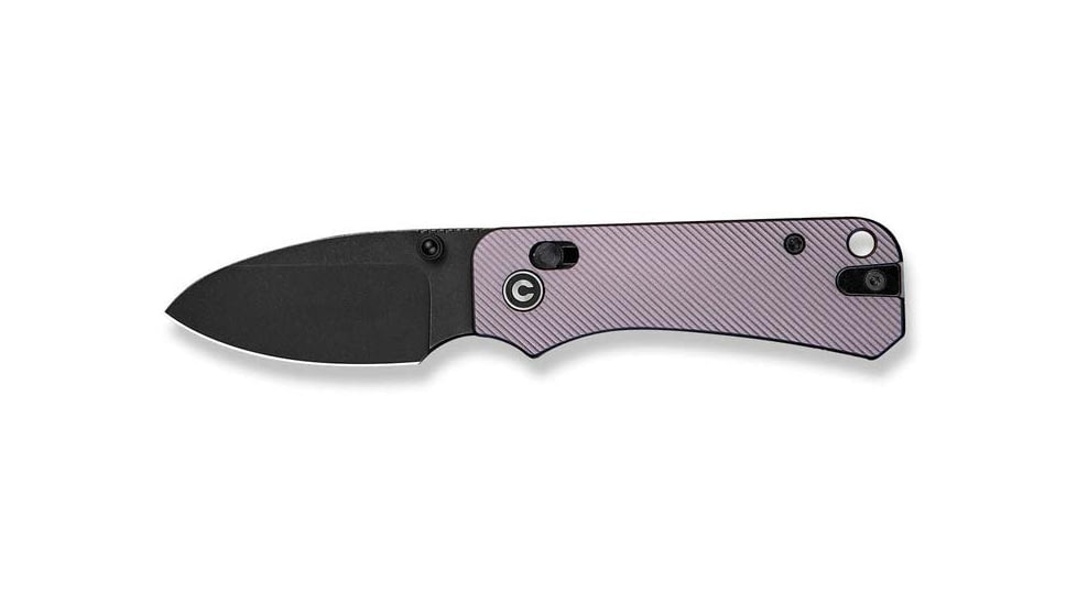 Civivi Knives Baby Banter 2 2.34: Folding Drop Point Plain Black Stonewashed Nitro-V Steel Blade, Purple Textured Aluminum Handle,C23074-2
